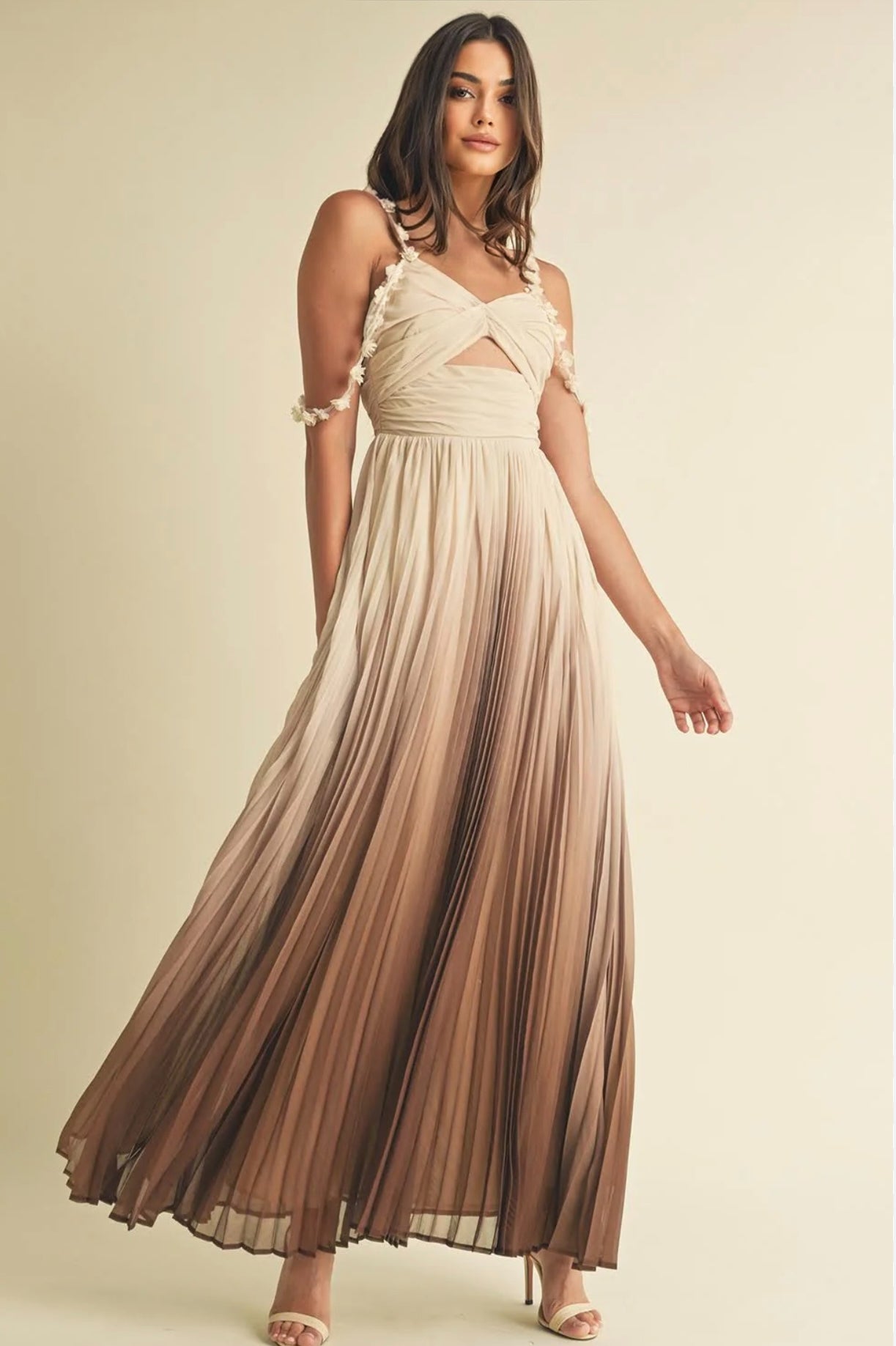 celine pleated dress Celine by Phoebe Philo Yellow High-Neck Pleated Maxi Dress Size 42 / fits M