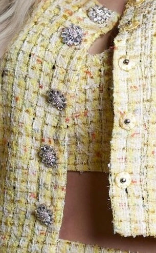 Luna- Three-Piece Yellow Tweed Set with Belt